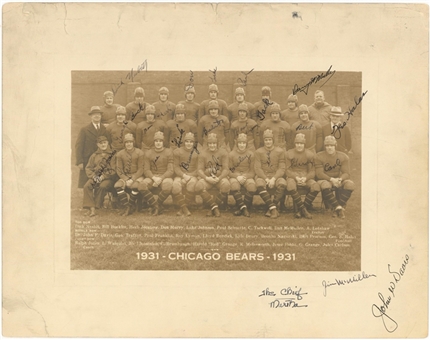 1931 Chicago Bears Team Signed Photograph With (6) Signatures From Bronko Nagurski Collection (Nagurski Family LOA)